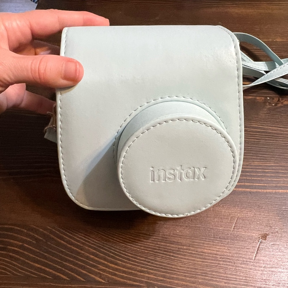 Instax Blue Camera mini 9 series with Case with Leather Texture